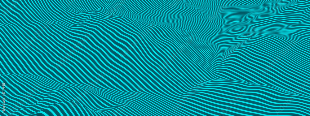 3D illustration. Blue topographic lines. Abstract mountain. 3D illustration. Blue topographic lines. Abstract mountain.
