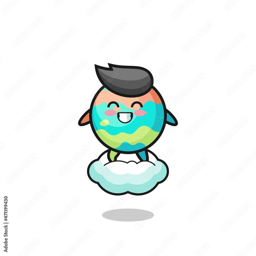 Obraz premium cute bath bombs illustration riding a floating cloud