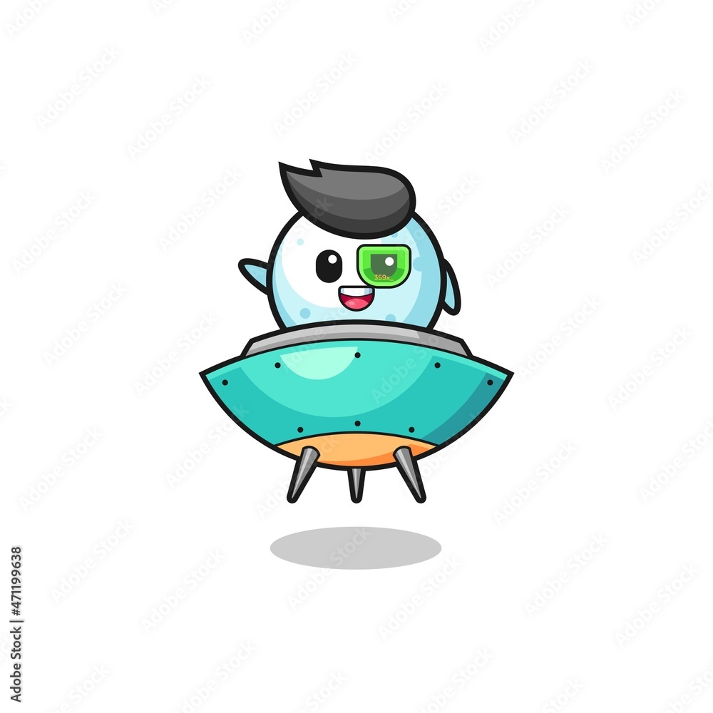 snow ball cartoon riding a future spaceship snow ball cartoon riding a future spaceship