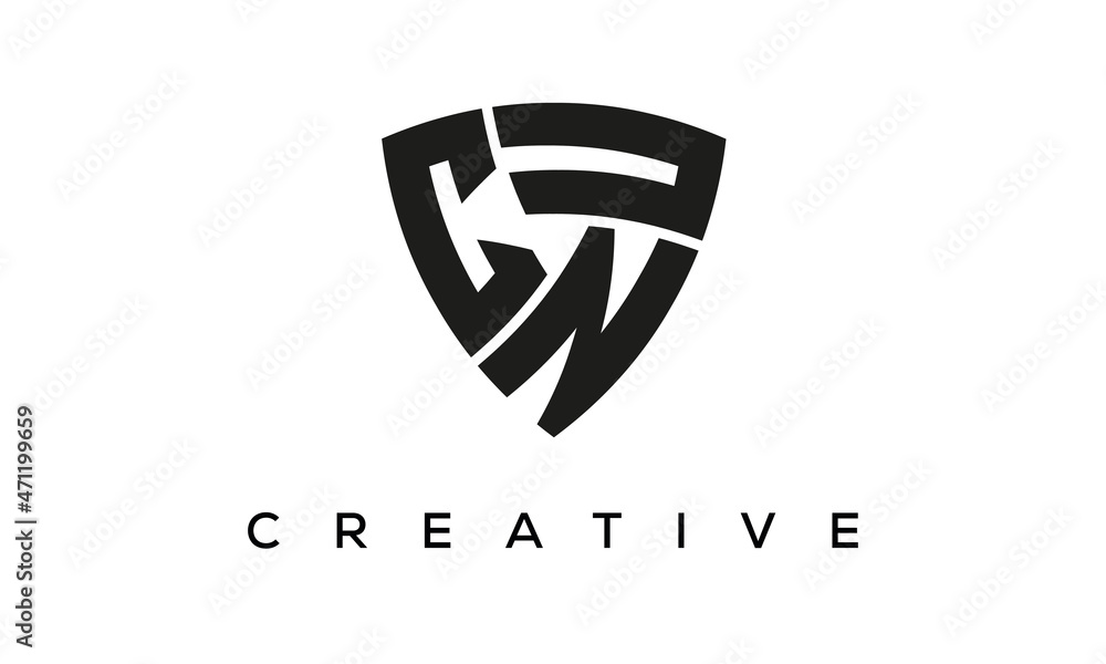 CNU letters logo, security Shield logo vector CNU letters logo, security Shield logo vector