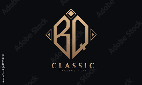 Alphabet BQ or QB diamond illustration monogram vector logo template