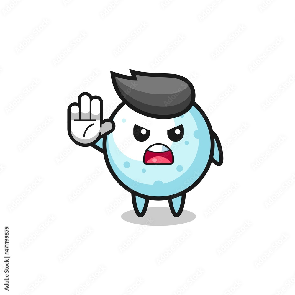 snow ball character doing stop gesture snow ball character doing stop gesture