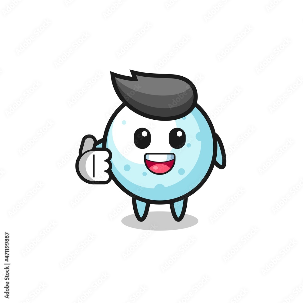 snow ball mascot doing thumbs up gesture