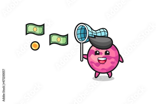 illustration of the ice cream scoop catching flying money