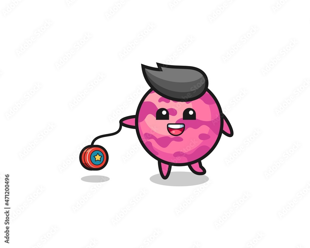 cartoon of cute ice cream scoop playing a yoyo cartoon of cute ice cream scoop playing a yoyo