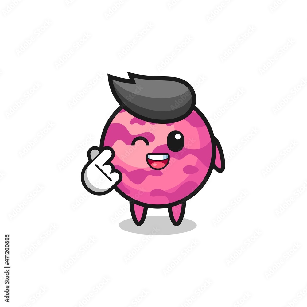 ice cream scoop character doing Korean finger heart ice cream scoop character doing Korean finger heart