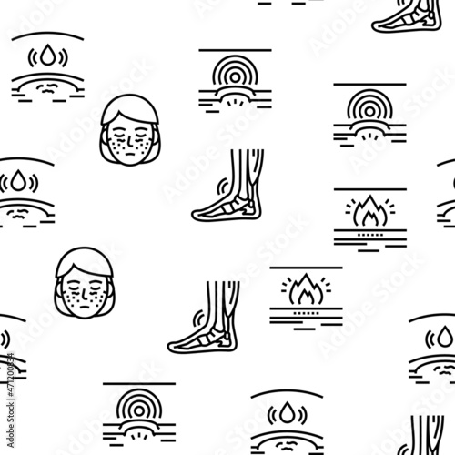 Rheumatology Disease Problem Vector Seamless Pattern Thin Line Illustration