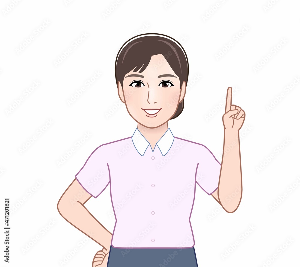 ピンクのYシャツの女性 ピンクのYシャツの女性