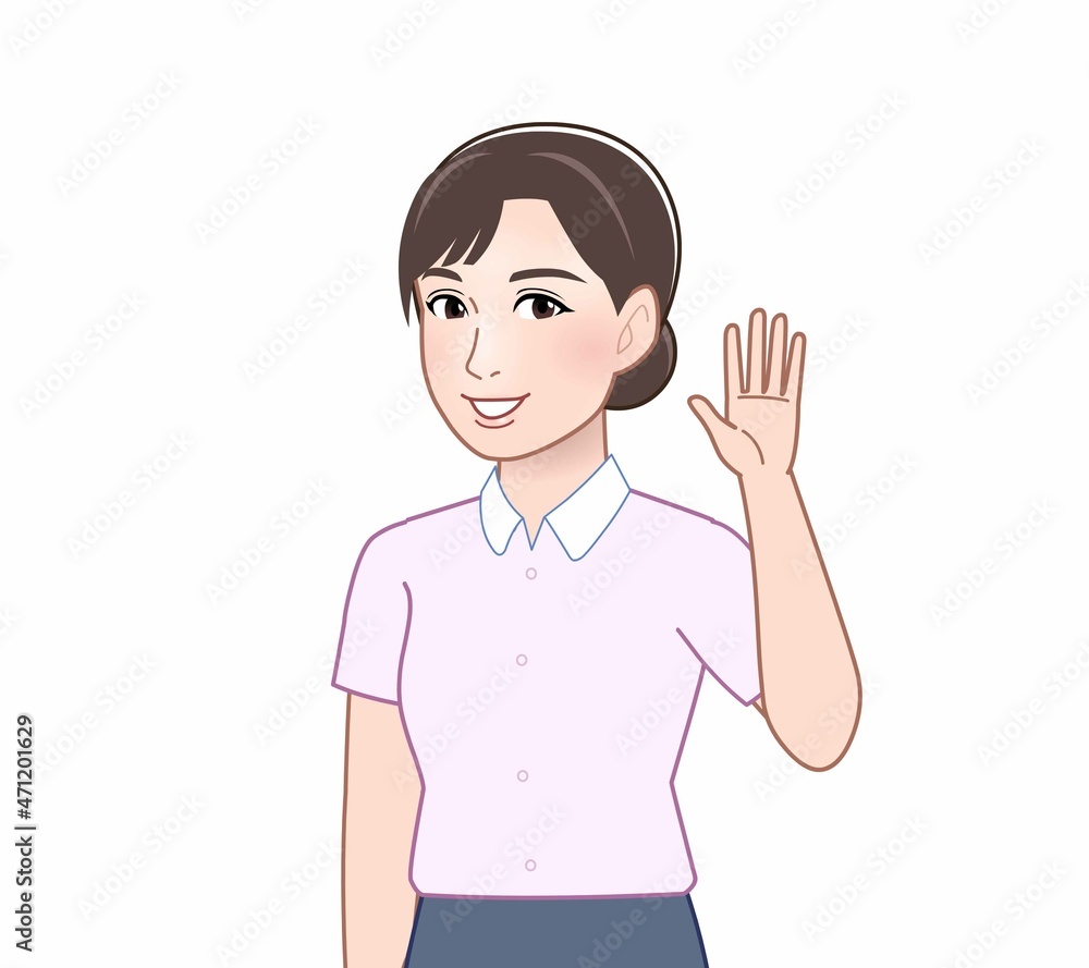 ピンクのYシャツの女性 ピンクのYシャツの女性
