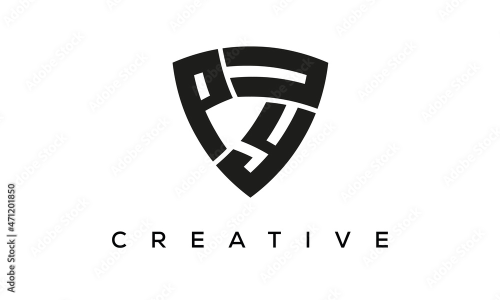 PYU letters logo, security Shield logo vector PYU letters logo, security Shield logo vector