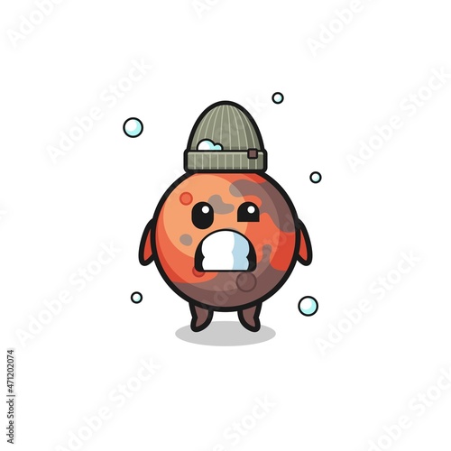 cute cartoon mars with shivering expression