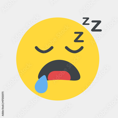 Sleep emoji icon vector illustration in flat style, use for website mobile app presentation