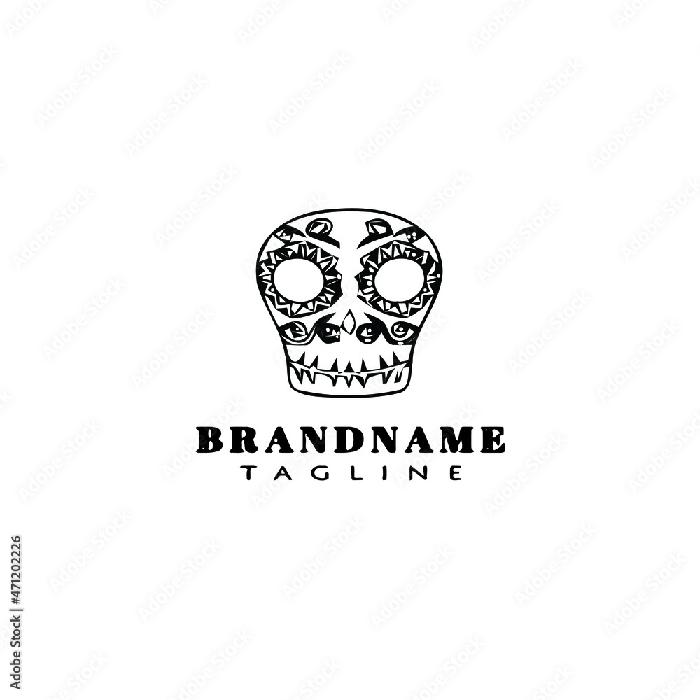 skull logo cartoon design icon template black isolated vector