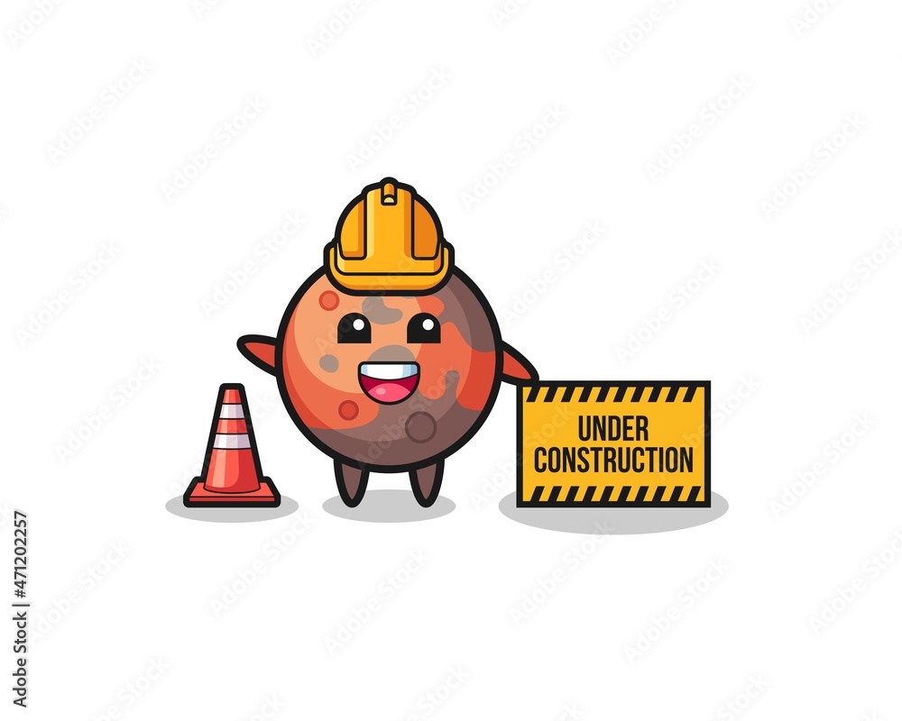 illustration of mars with under construction banner illustration of mars with under construction banner