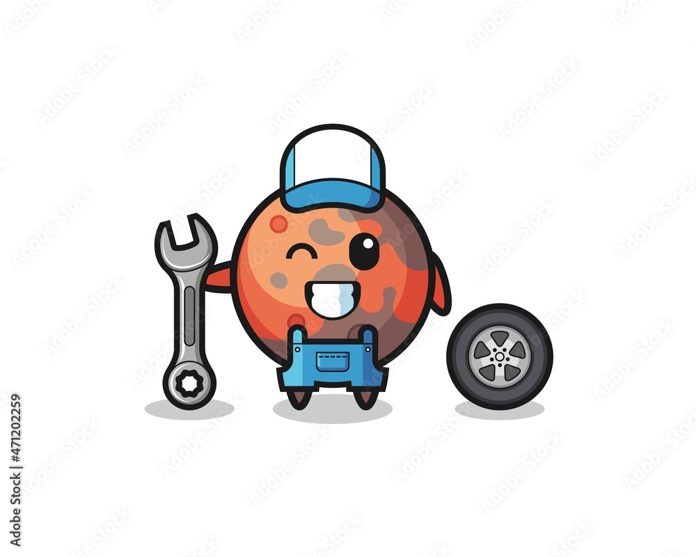 the mars character as a mechanic mascot