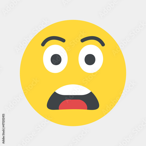 Scared emoji icon vector illustration in flat style, use for website mobile app presentation