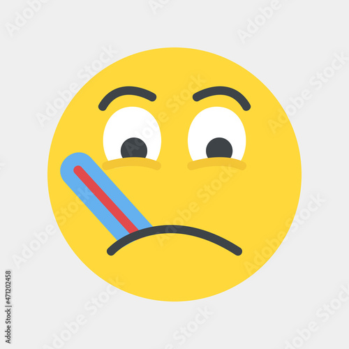 Sick emoji icon vector illustration in flat style, use for website mobile app presentation