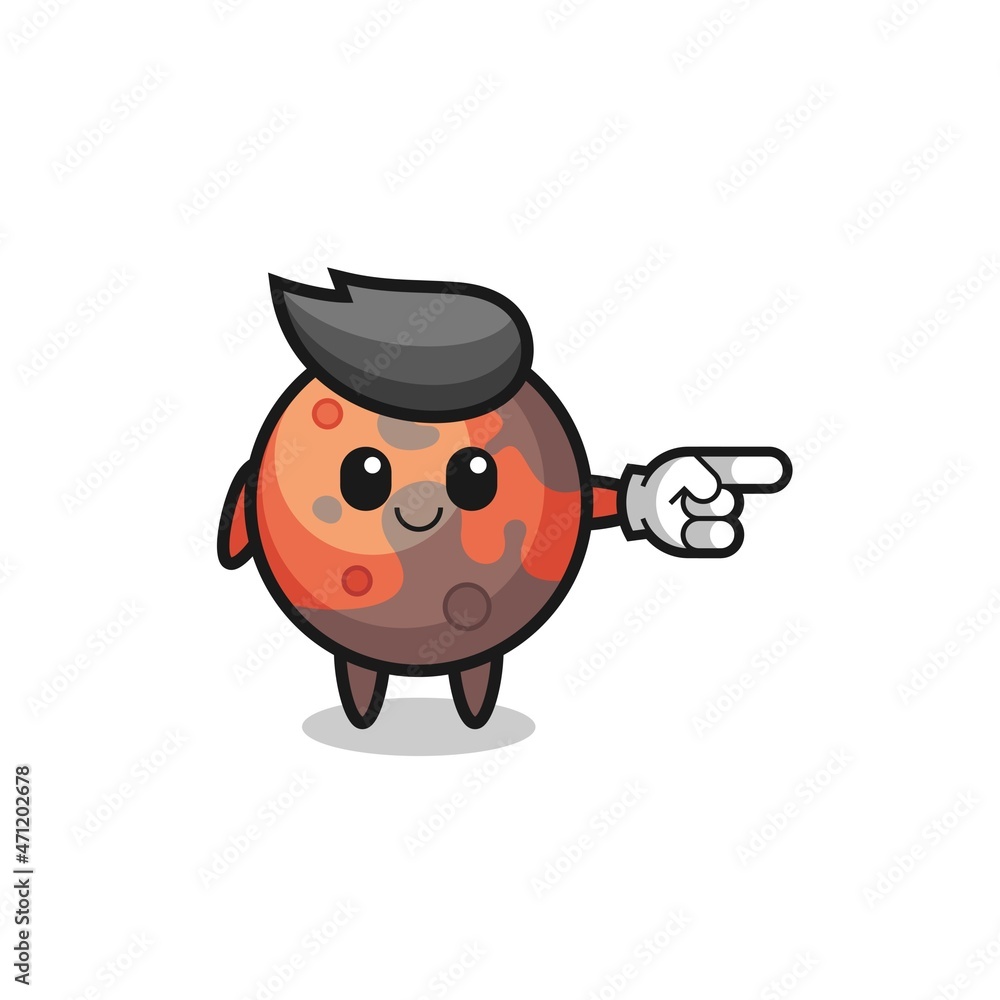 mars mascot with pointing right gesture mars mascot with pointing right gesture