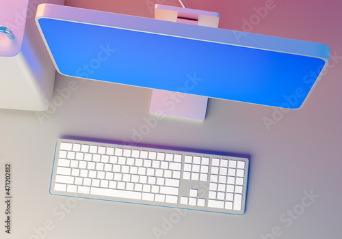 Computer and keyboard. Top ...