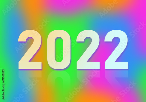 2022 numbers on colorful background. Annum logo for new year poster. 2022 calendar annum symbol. Two thousand twenty-second year screensaver. Symbol of year for your greeting card. 2D image. photo