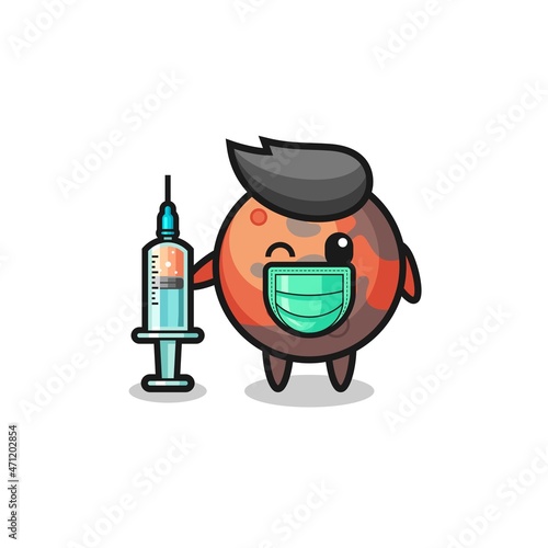 mars mascot as vaccinator