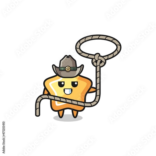 the star cowboy with lasso rope