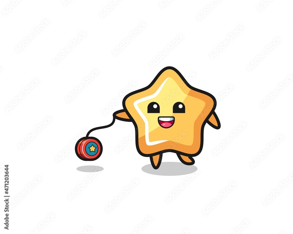 Fototapeta premium cartoon of cute star playing a yoyo