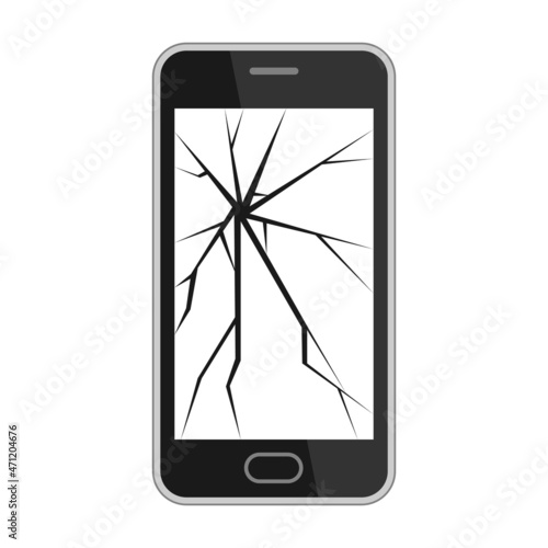 画面がひび割れたスマートフォンのイラスト