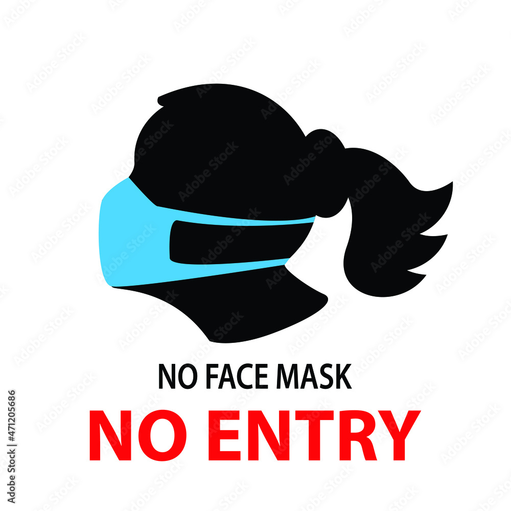 Warning sign No entry without face mask. mask required sign,vector illustration. Stock Vector
