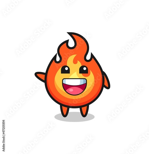 happy fire cute mascot character