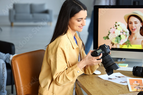 Female photographer during ...