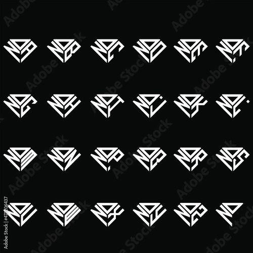 DNA to DNZ letter logo creative design, Multiple triple letter logo design, ONA to ONZ letter logo creative design, Multiple triple letter logo design