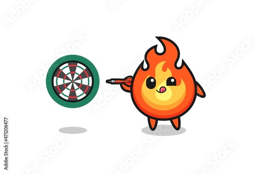 cute fire is playing dart