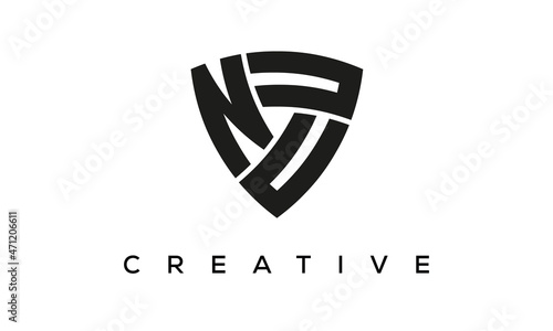 NUU letters logo, security Shield logo vector photo