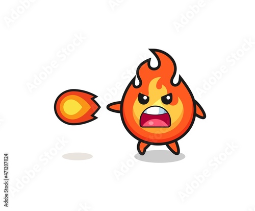 cute fire mascot is shooting fire power