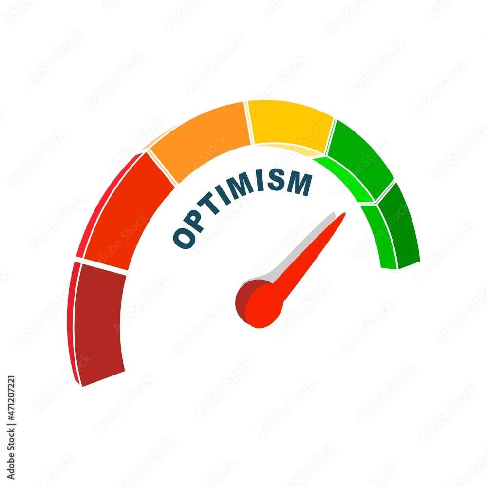 Optimism measuring device with arrow and scale. Optimism measuring device with arrow and scale.