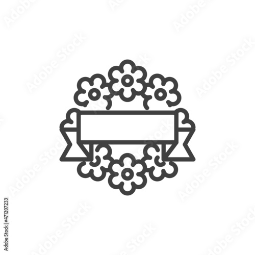 Funeral wreath line icon