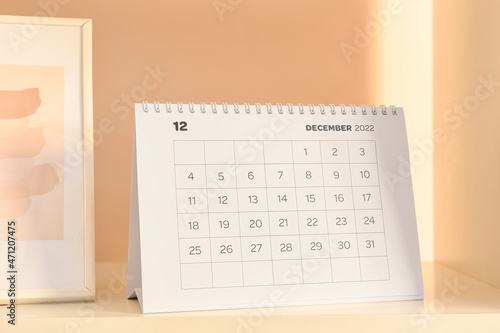 Paper calendar for December...