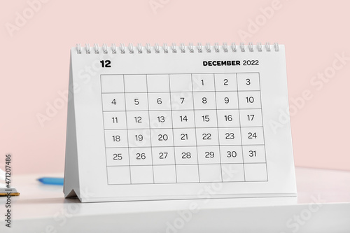 Paper calendar for December...