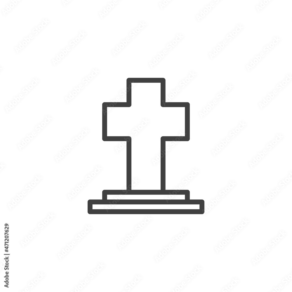 Obraz premium Tombstone cross line icon