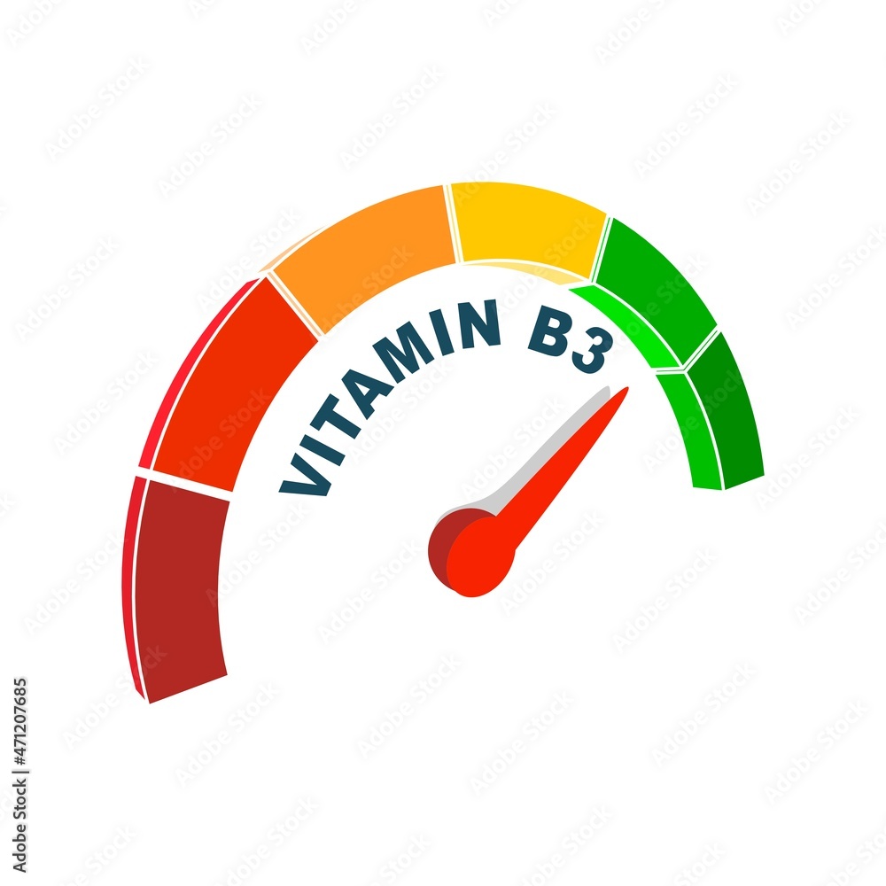 Nicotinic acid level scale. Concept of medicine and pharmacy Nicotinic acid level scale. Concept of medicine and pharmacy