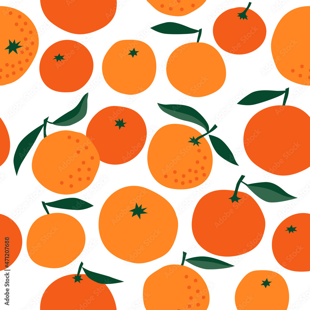 Seamless pattern with citrus fruits and leaves. Vector illustration on a white. Seamless pattern with citrus fruits and leaves. Vector illustration on a white.