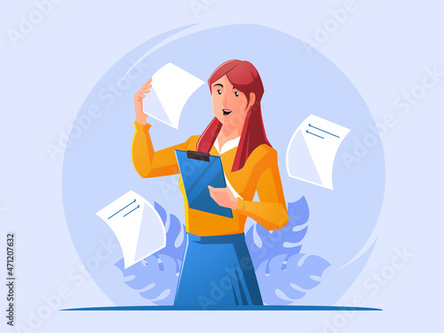 Women work check complete work assignments
