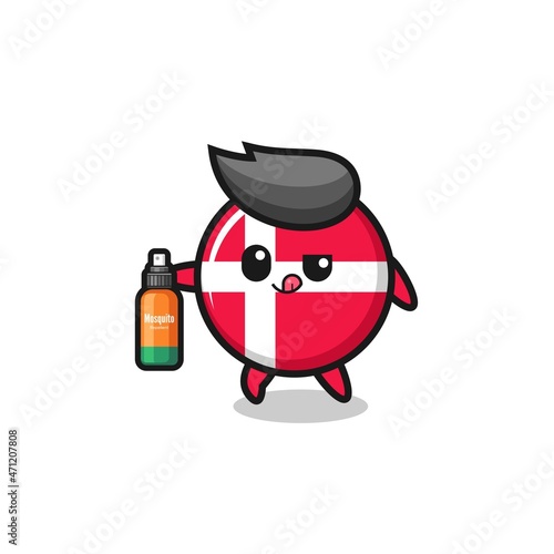 cute denmark flag holding mosquito repellent