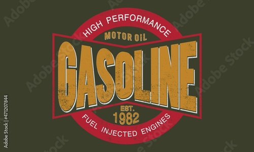 Moto Oil High Performance  Gasoline Motorcycle typography, tee shirt graphics, vectors