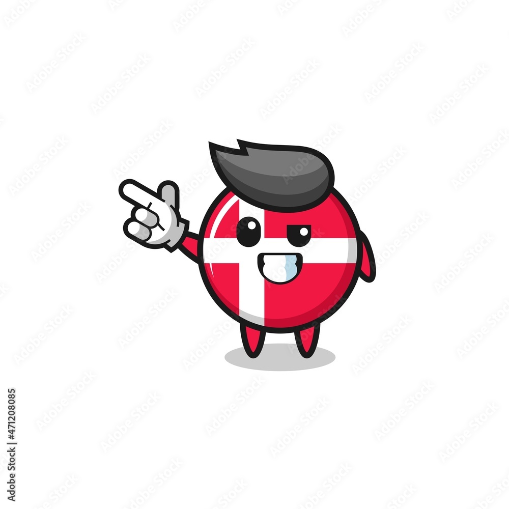 denmark flag mascot pointing top left