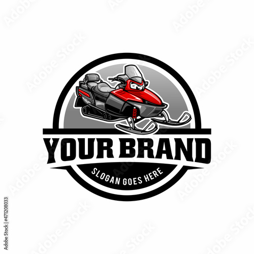 Snowmobile - motor sled vehicle - snow jet ski logo  vector isolated