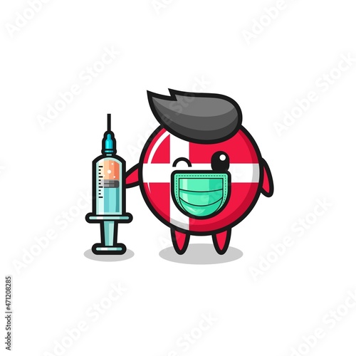 denmark flag mascot as vaccinator