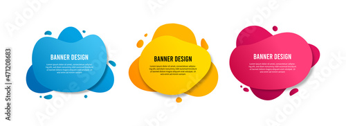 Collection of abstract gradient banners with flowing liquid shapes. Template for brochure, flyer or presentation design.Text with quotes. Vector illustration
