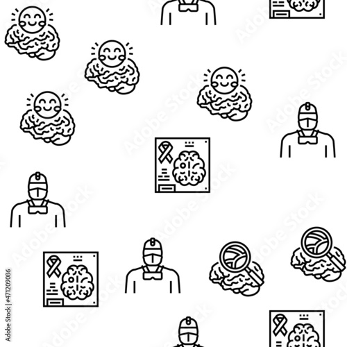Neurosurgery Medical Treatment Vector Seamless Pattern Thin Line Illustration